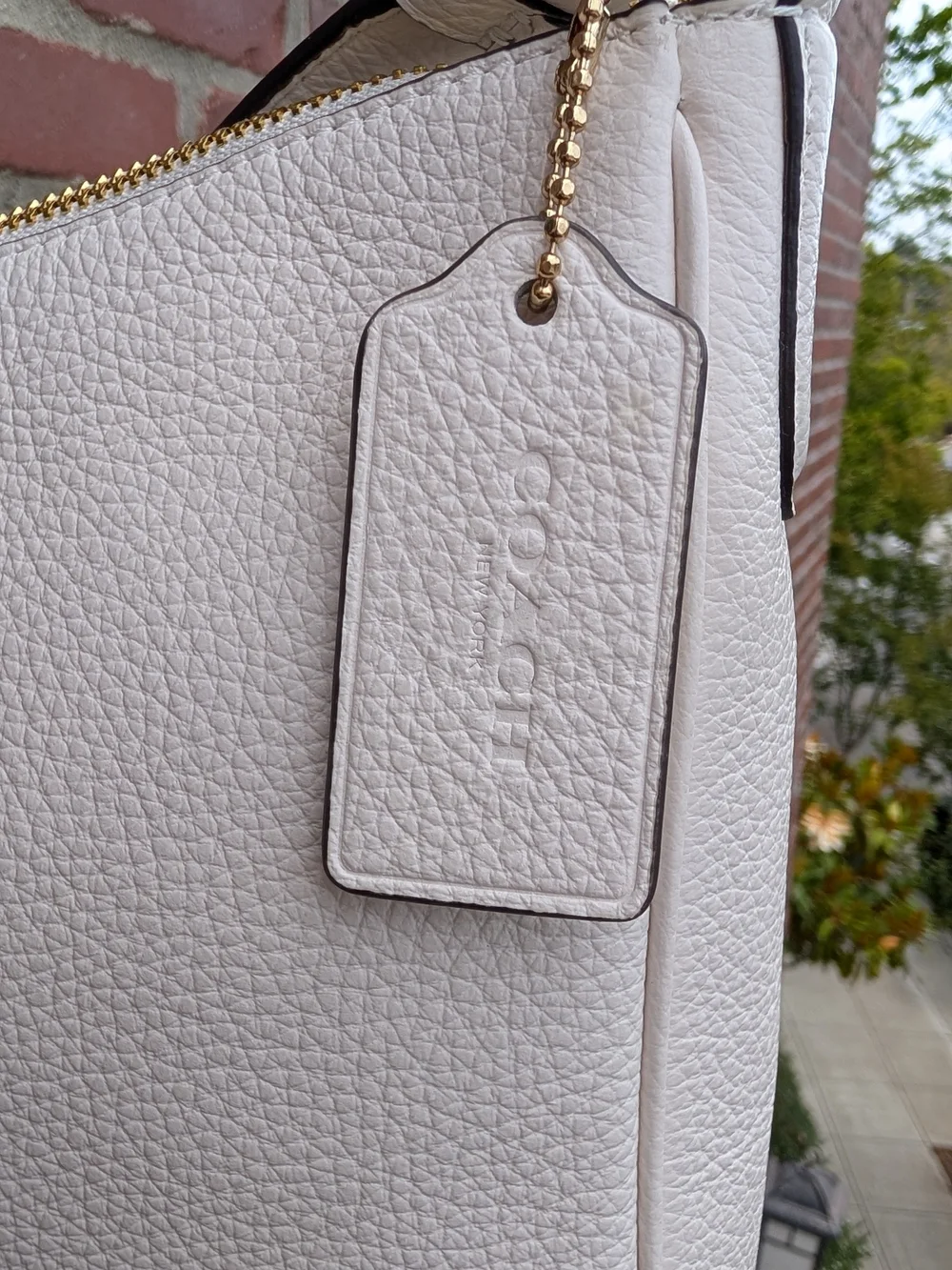 Coach Pebbled Leather White Shoulder Bag